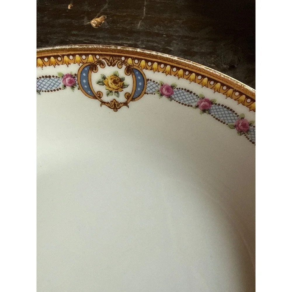 L Bernardaud & Co Limoges France Coupe Bowls Set of 2 Floral Pink Rose Gold 7.5